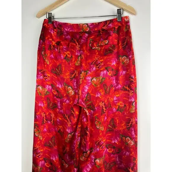 L'AGENCE Luvvy Butterfly Print Silk Straight Leg Trousers Women's Medium ? Pants - Picture 12 of 16